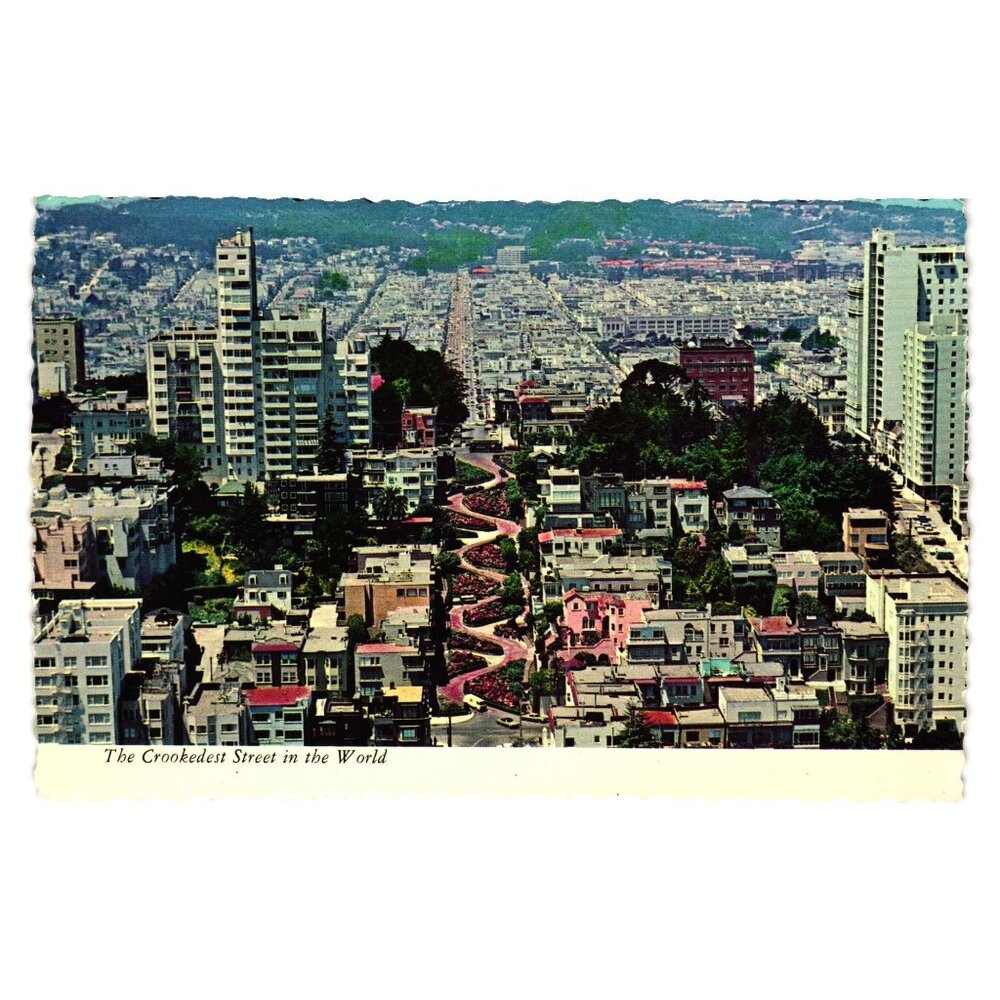 Vintage San Francisco Postcard Lombard Street Crooked Roadside Attraction CA